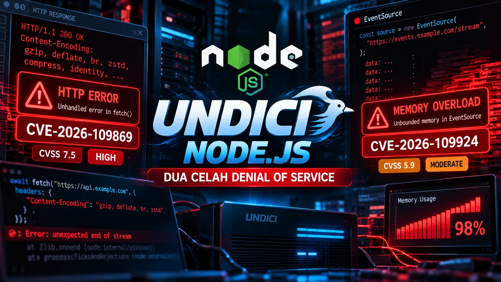 Dua Celah Keamanan Undici Node.js Terungkap: CVE-2026-109869 dan CVE-2026-109924 Berisiko Denial of Service