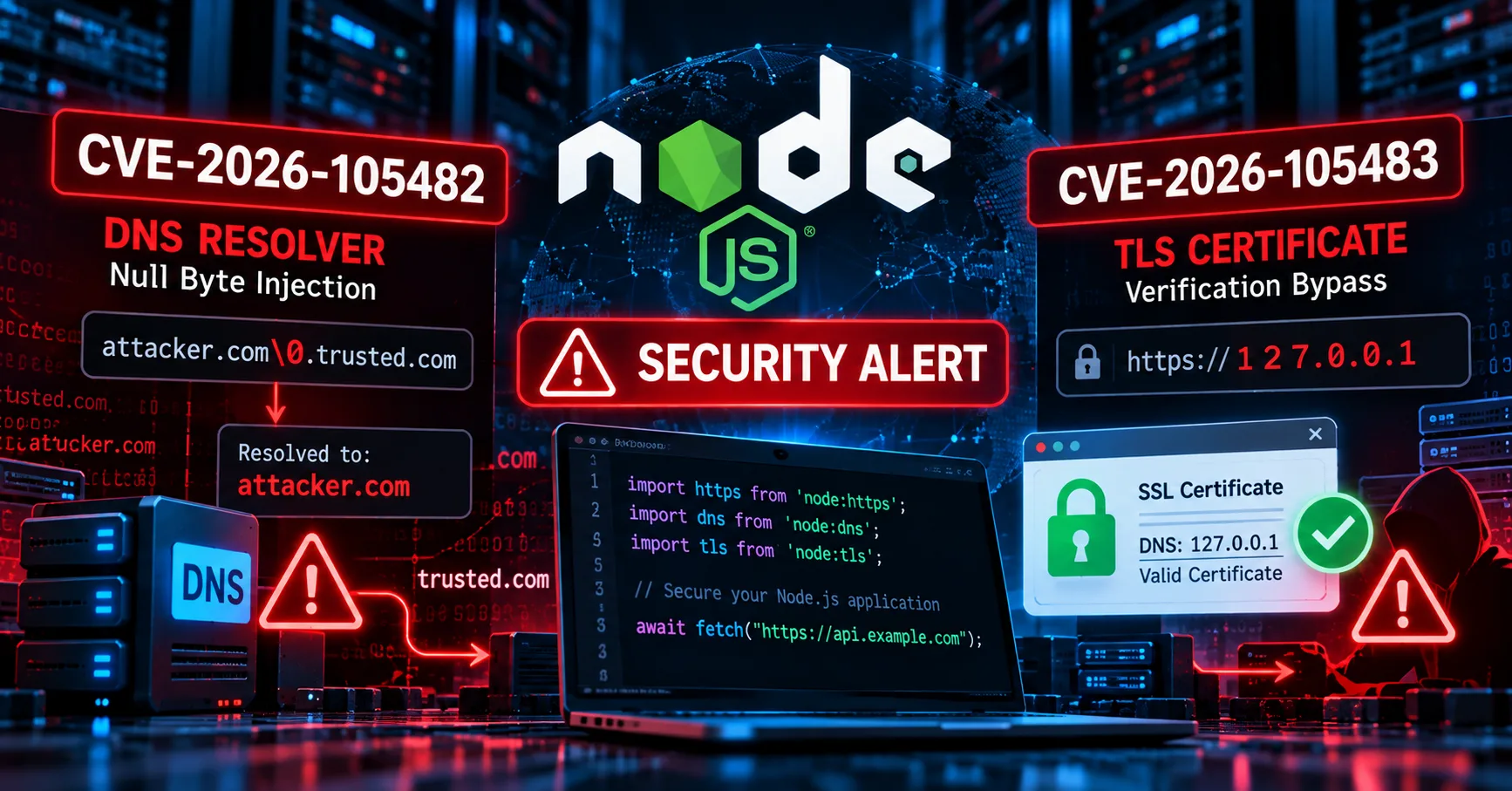 Dua Celah Kritis TLS dan DNS Node.js Terungkap: CVE-2026-105482 dan CVE-2026-105483 Ancam Keamanan Koneksi
